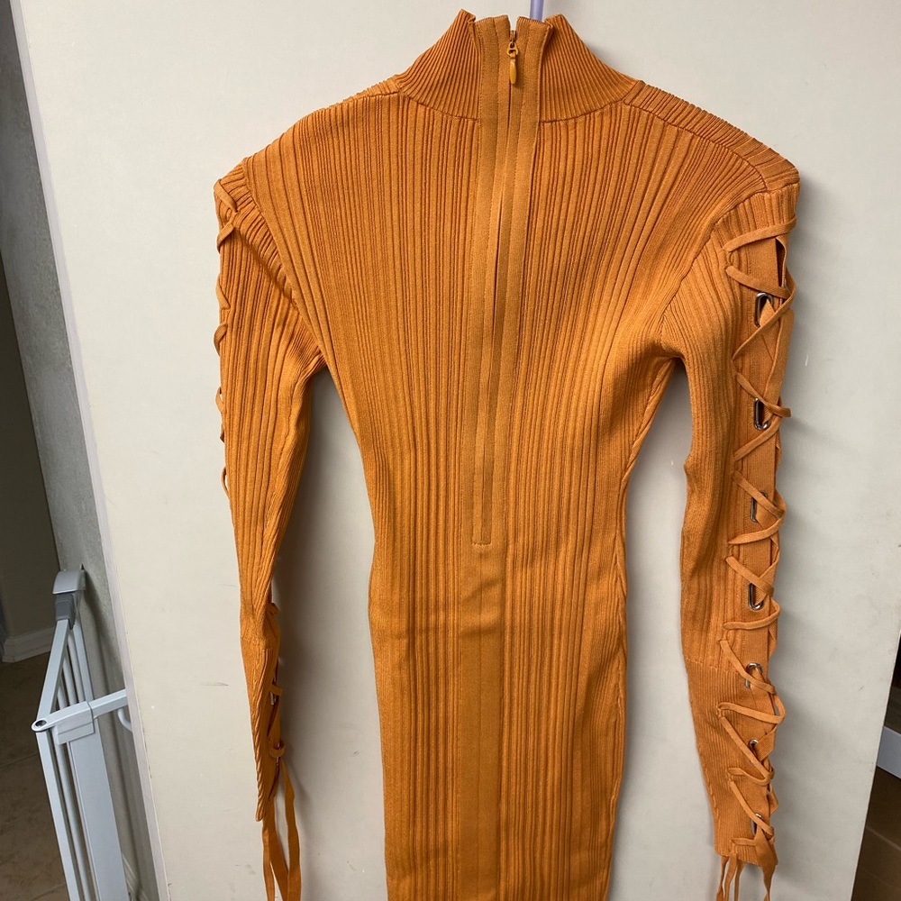 New💕HERVE LEGER LACE UP LONG SLEEVE DRESS💕 - Picture 8 of 10